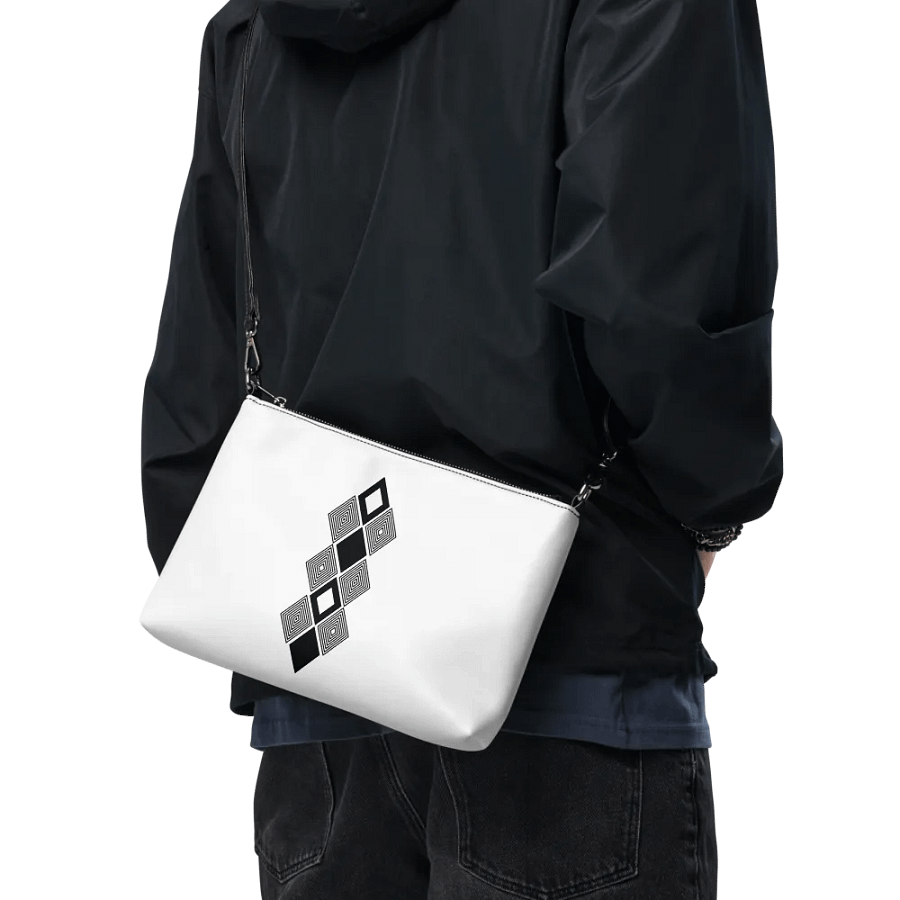 Black and white triangle design crossbody bag product image (6)