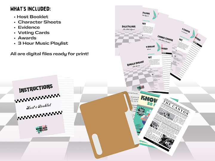 Bodies Drop at the Sock Hop - A 1950s Sock Hop Murder Mystery - 10-25 Player Base Game product image (2)