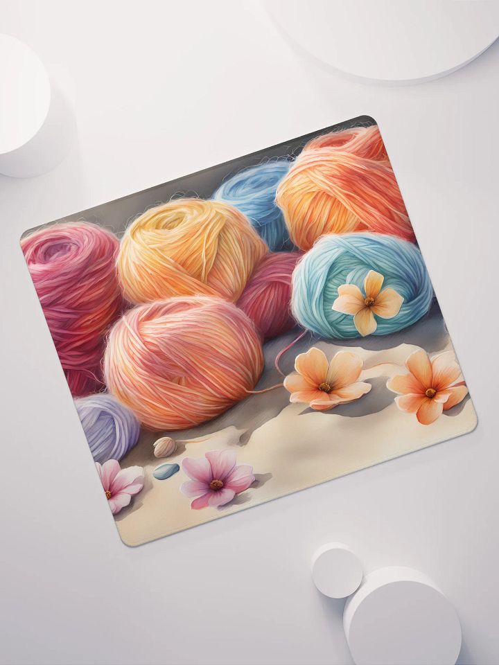 A Pile of Colorful Yarn in Sand, Gaming Mouse Pad, 2 Sizes product image (1)