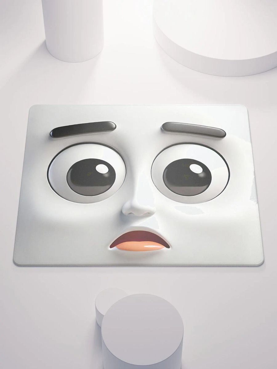Startled Cartoon Face Premium Mouse Pad: Level Up Your Workspace! product image (1)