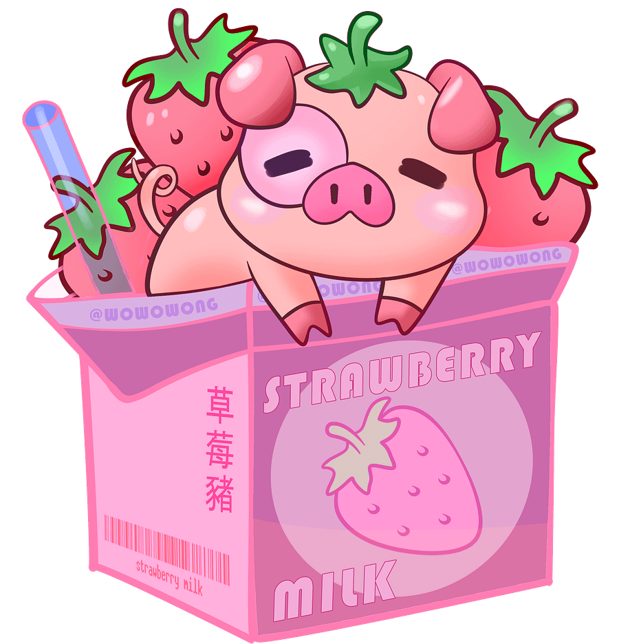 Zodiac Drinks - Strawberry Milk Pig - Sticker product image (2)