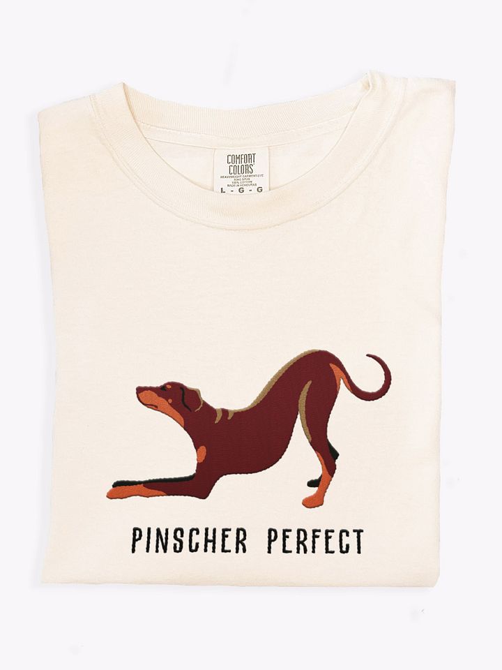 Pinscher Perfect T-Shirt(Embroidered) of a Doberman Pinscher(Red - Full Tail & Ears) product image (1)