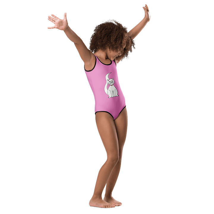 White Cat (art by Dina R.) akril painting picture - Kids Swimsuit II. product image (1)
