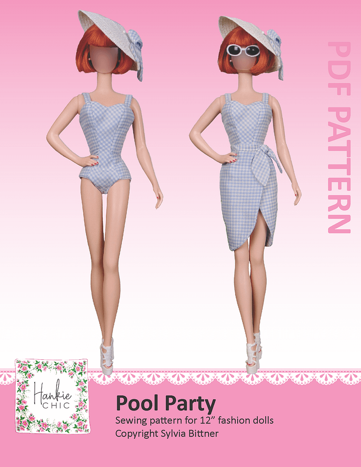 Pool Party sewing pattern for 12" fashion dolls product image (1)
