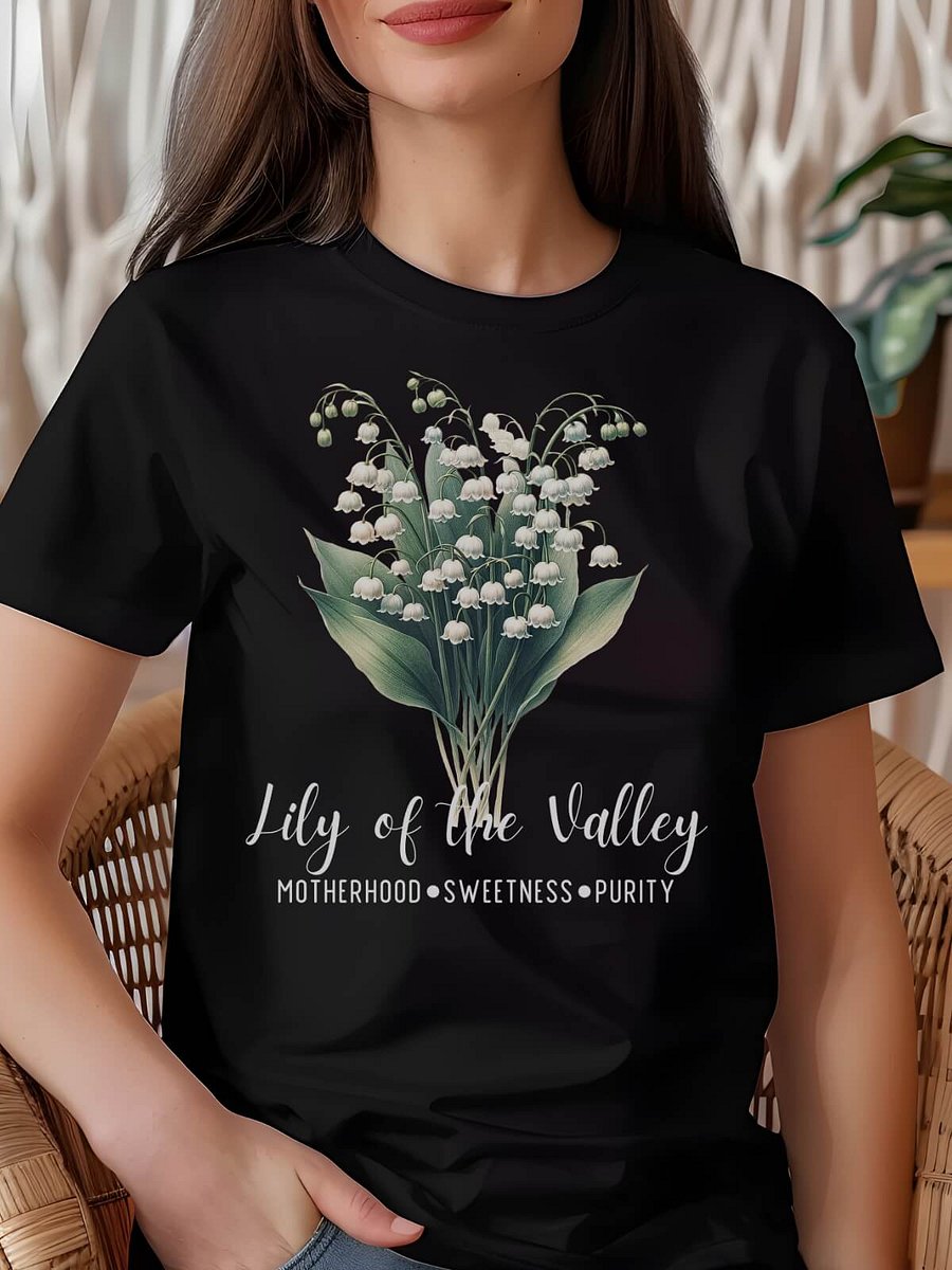 Lily of the Valley Birth Month Flower Tee For May: Reflecting Sweetness, Purity, Motherhood: Perfect Gift for Her product image (1)