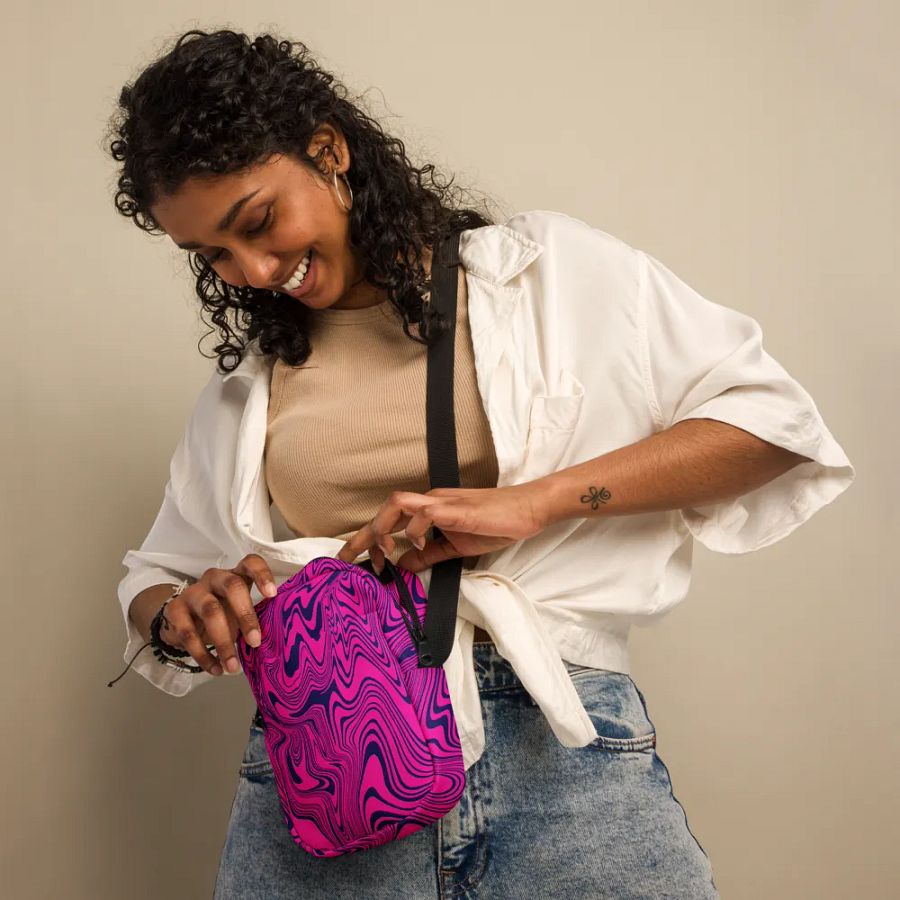 Utility Crossbody Bag - Abstract Magenta Pink Swirls product image (4)