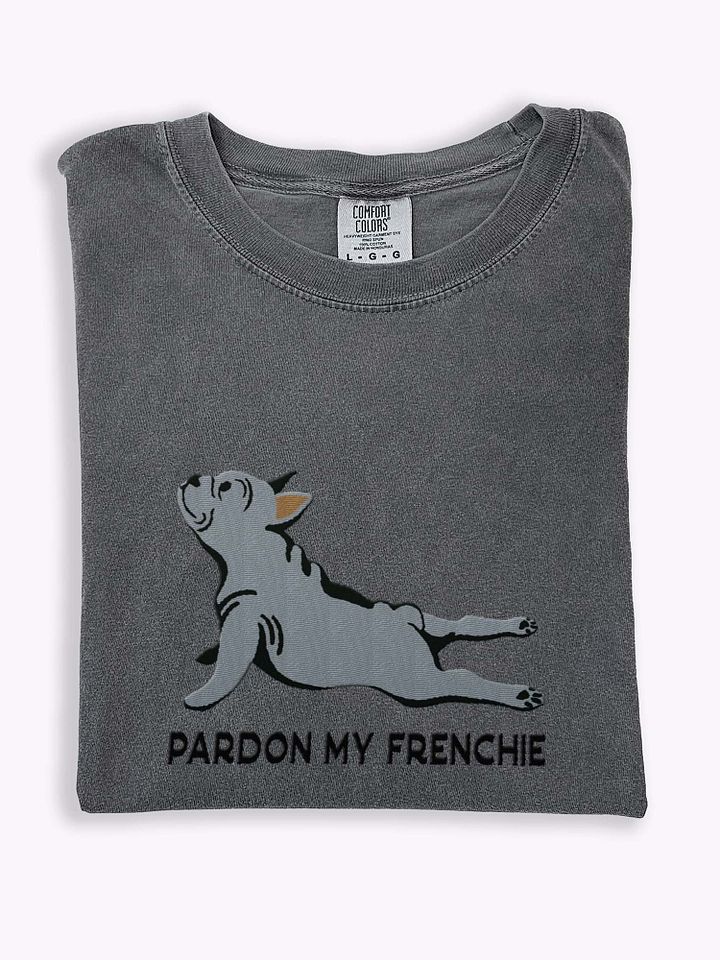 Pardon My Frenchie T-Shirt(Embroidered) of a French Bulldog(Blue) product image (1)
