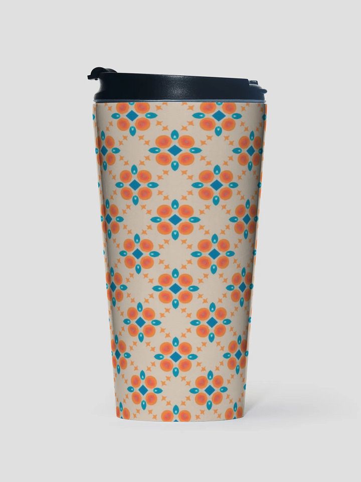 Cream Orange & Blue Diamond Floral Travel Mug product image (1)