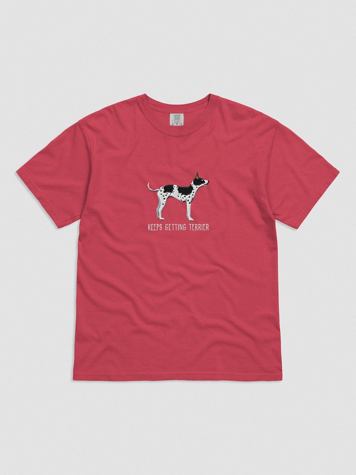 Keeps Getting Terrier T-Shirt(Embroidered) of an American Hairless Terrier(Black & White) product image (41)
