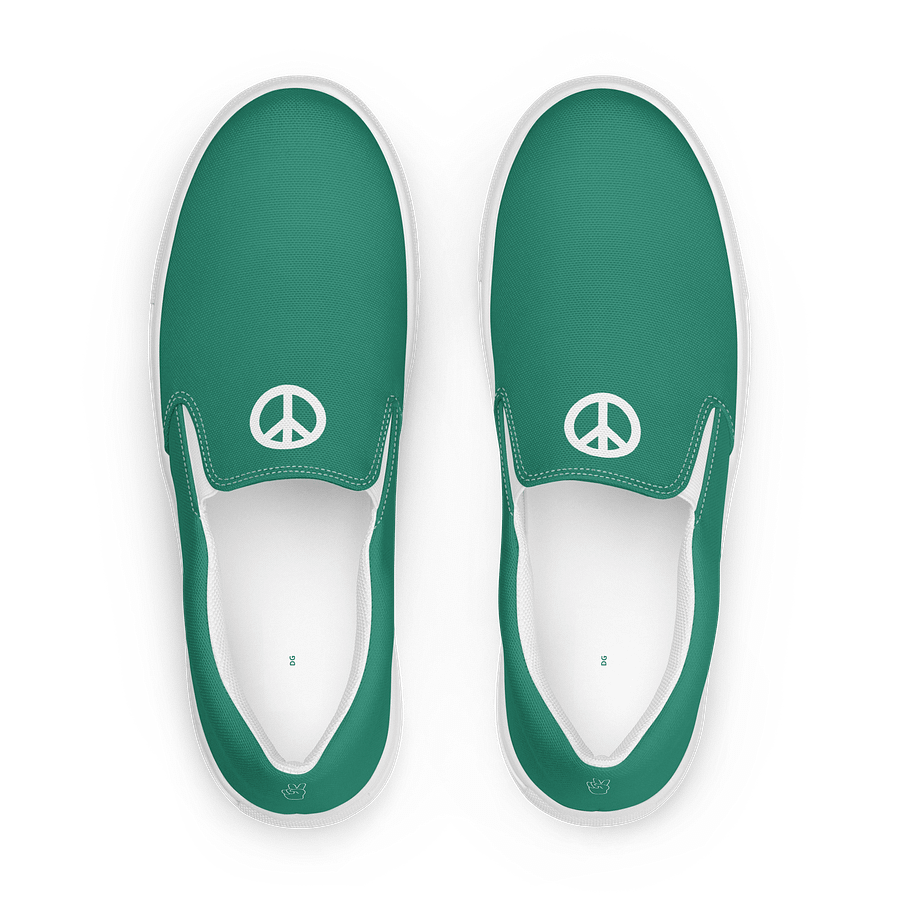 Teal Peace Sign Women's Canvas Slip-Ons product image (1)