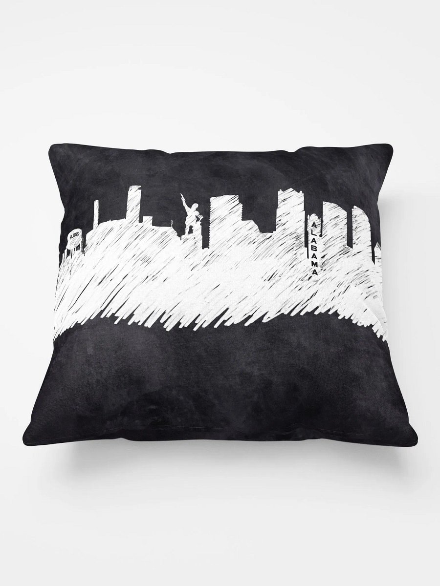 Birmingham Alabama Skyline Art – Chalkboard Silhouette Throw Pillow product image (2)