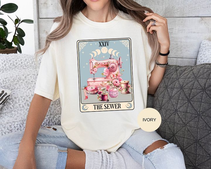 Sewer Tarot Card Comfort Colors TShirt, The Sewer Tarot Card Shirt, Gift for Seamstress Mom Grandma, Sewing, Quilter, Quilting Gift T-Shirt product image (1)