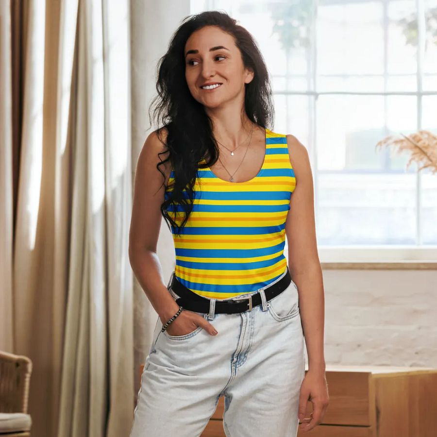 Cobalt Topaz Gold Striped Women's Tank Top product image (8)