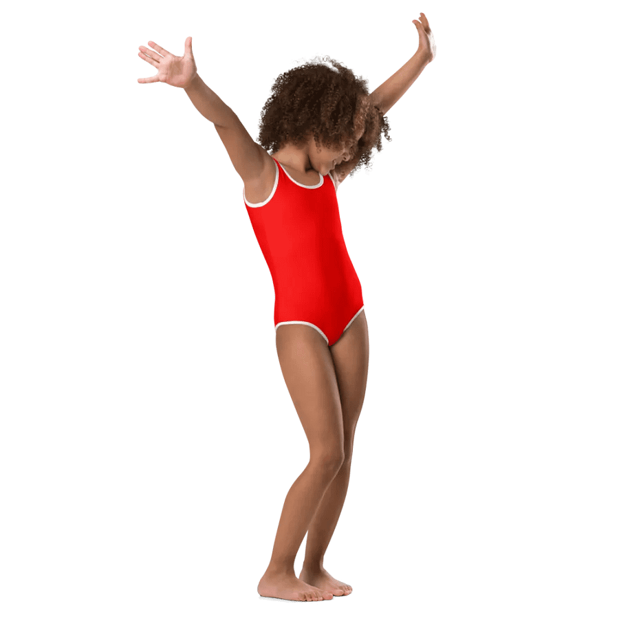 Kids Plain Color Red Swimsuit product image (1)
