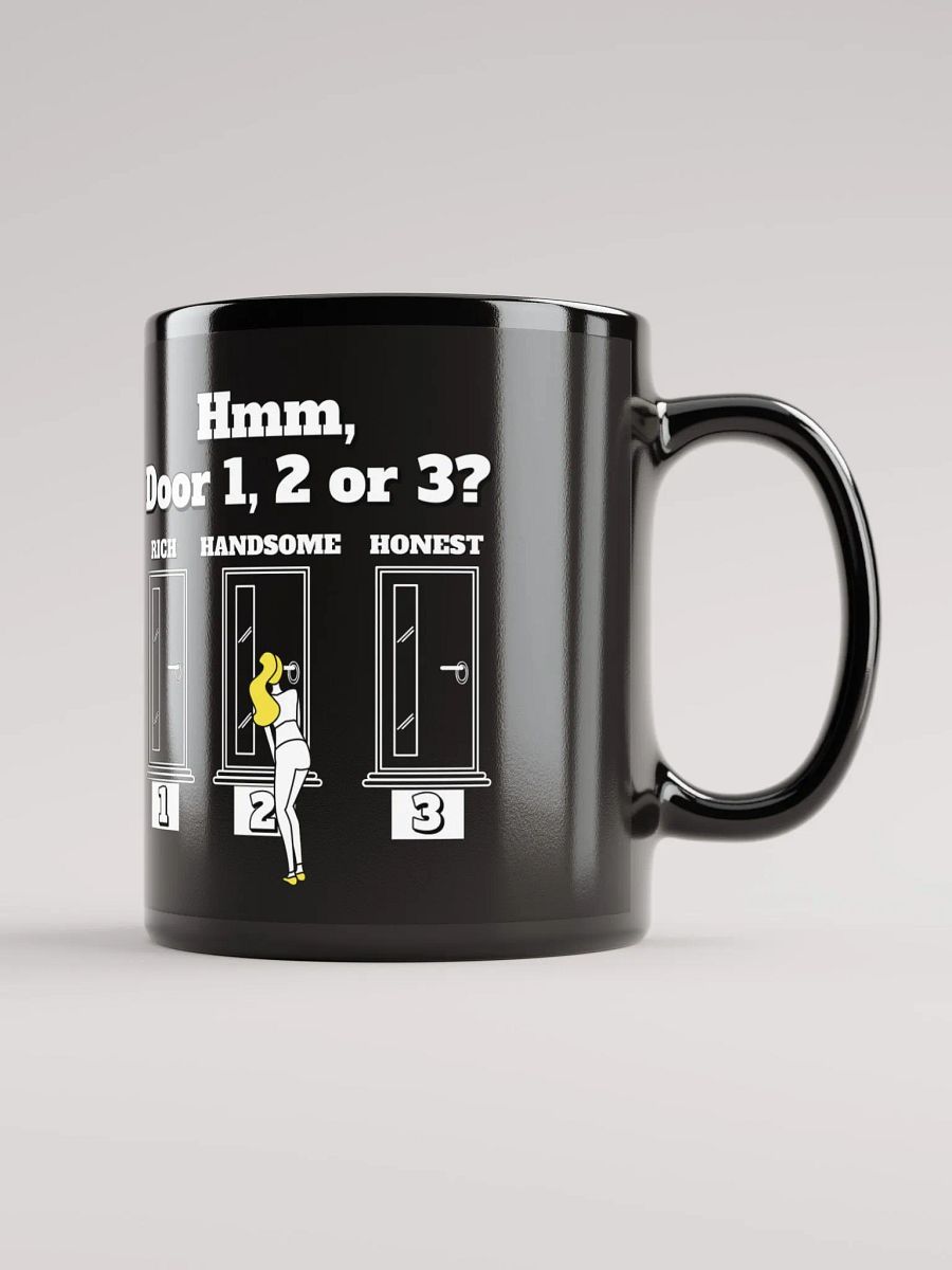 Hmm, Door 1, 2, 3? Funny Humorous Black Mug product image (2)