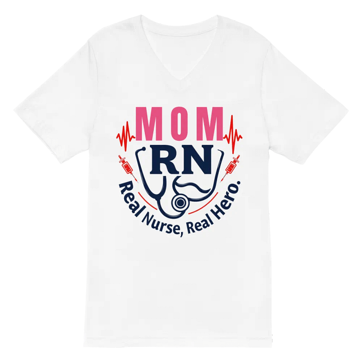 Mom RN, Real Nurse, Real Hero V-Neck Tee product image (2)