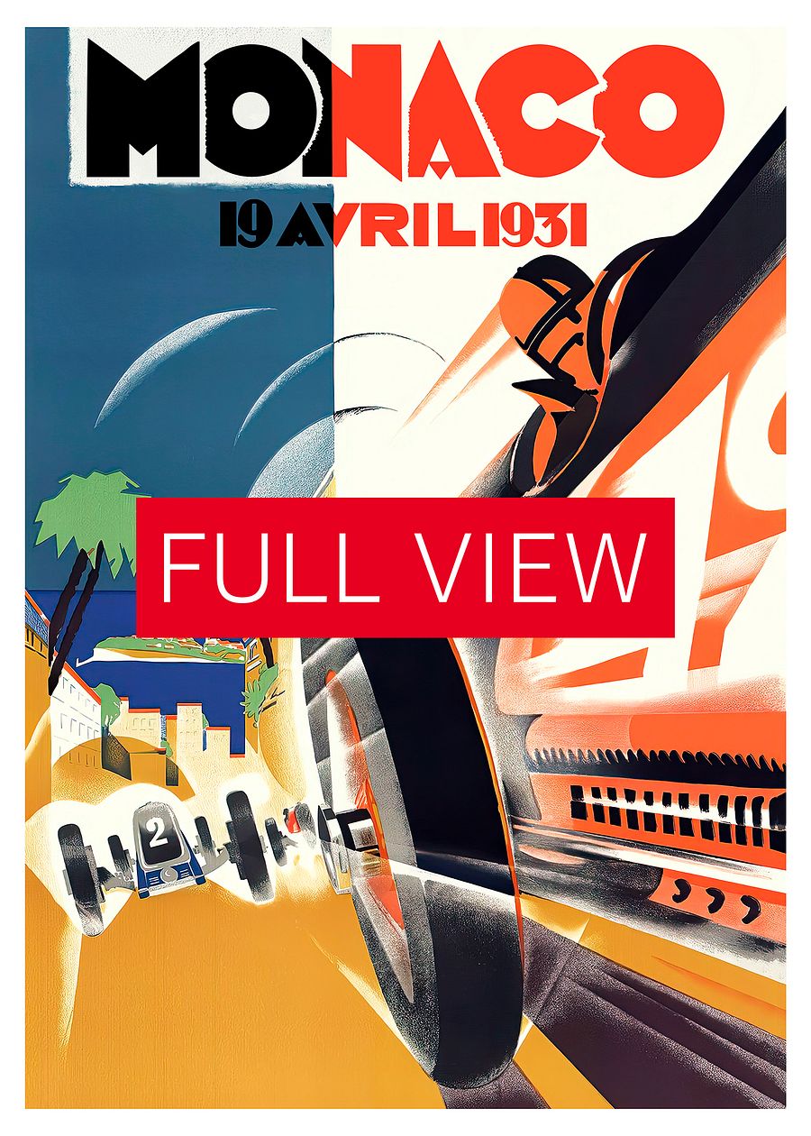 Monaco Vintage F1 Grand Prix, 1931 poster — Vintage Formula 1 poster, Monaco Grand Prix poster, retro travel poster, retro travel art product image (3)