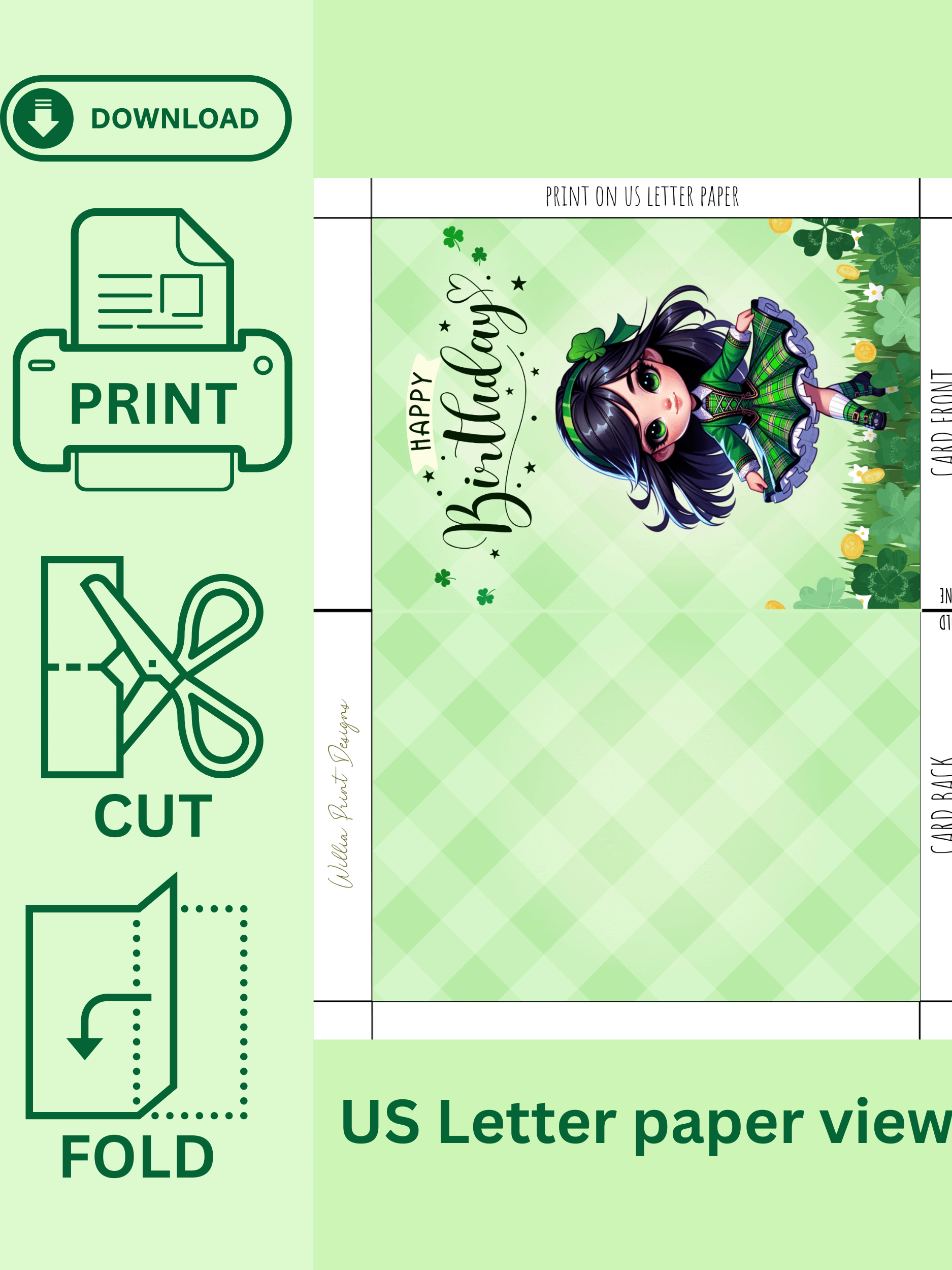 Happy Birthday Card Irish lass (digital download) product image (2)