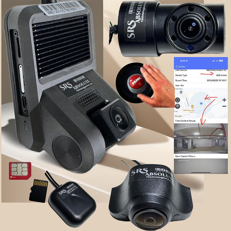 SRS 3CH 4G IR Intercom DashCam Full Set with WiFi Hotspot, 24×7 GPS Live tracking, Remote Park/Video Monitoring Car DVR with Panic/SOS button(3 Channel S3CH4GIRC with Expandable microSD) product image (2)