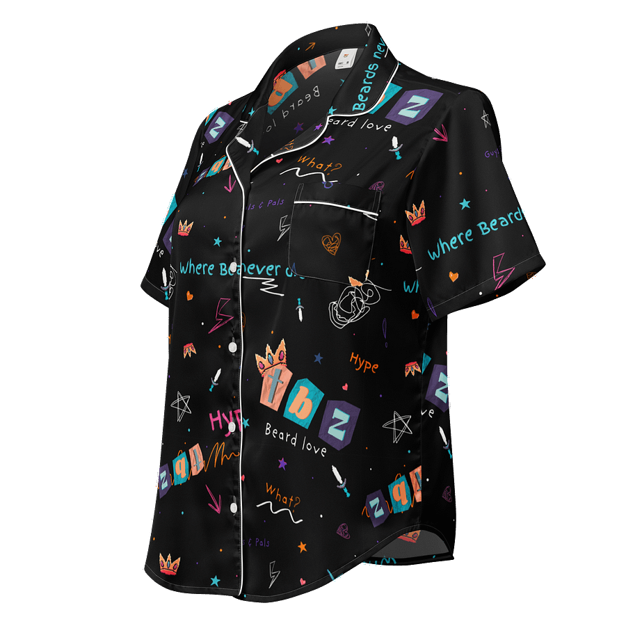 Doodle Pattern Silky Pajama Top product image (1)
