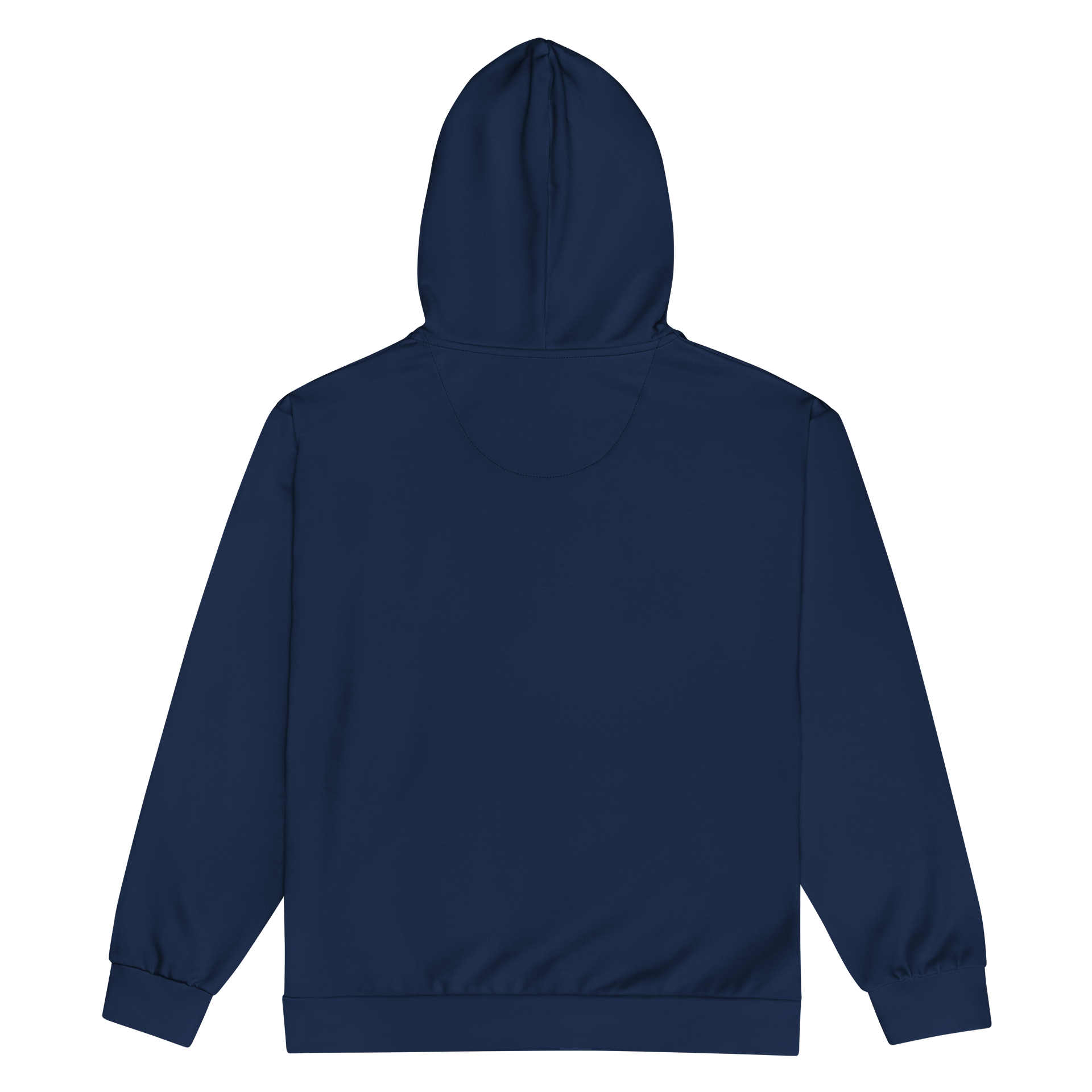 Navy Blue Solid Color Eco Friendly Unisex Zip Hoodie (Black Strings & Stitches) product image (2)