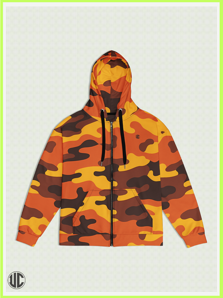 UnkoCon – Savage Sunset Orange Camo Zip Hoodie product image (1)