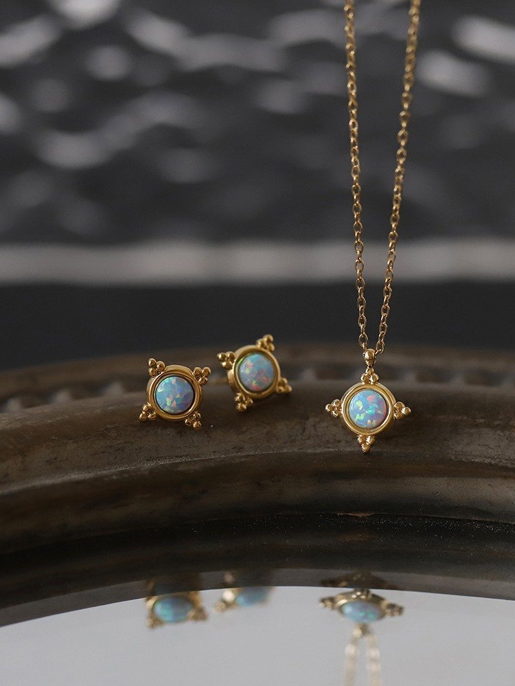 Opal Stud Earrings | 18K Gold Plated product image (10)