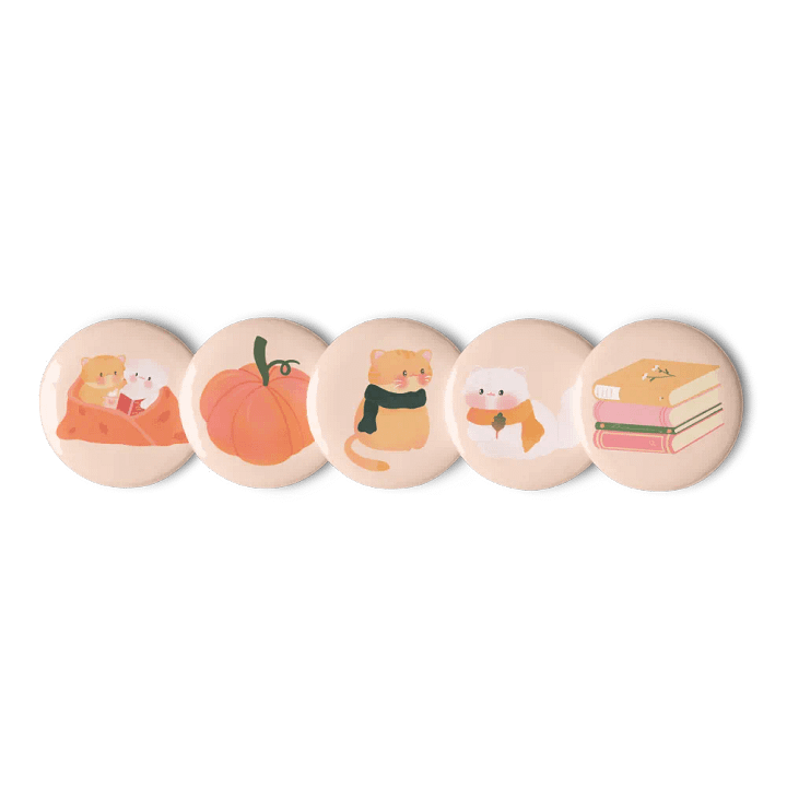 Cozy Fall with Cats Button Pins Set product image (1)