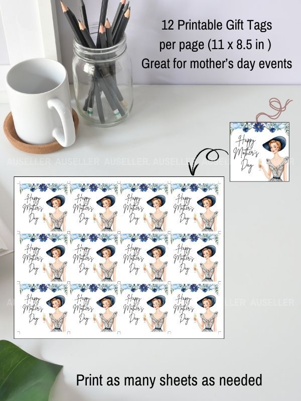 Mother's Day Brunch Invitation Bundle - Lady With Blue Hat product image (5)