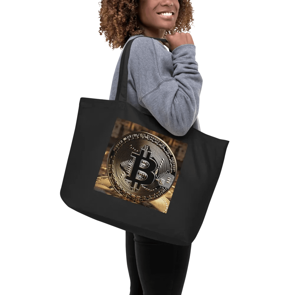 Golden Bitcoin Circuit Coin Tote Bag product image (9)