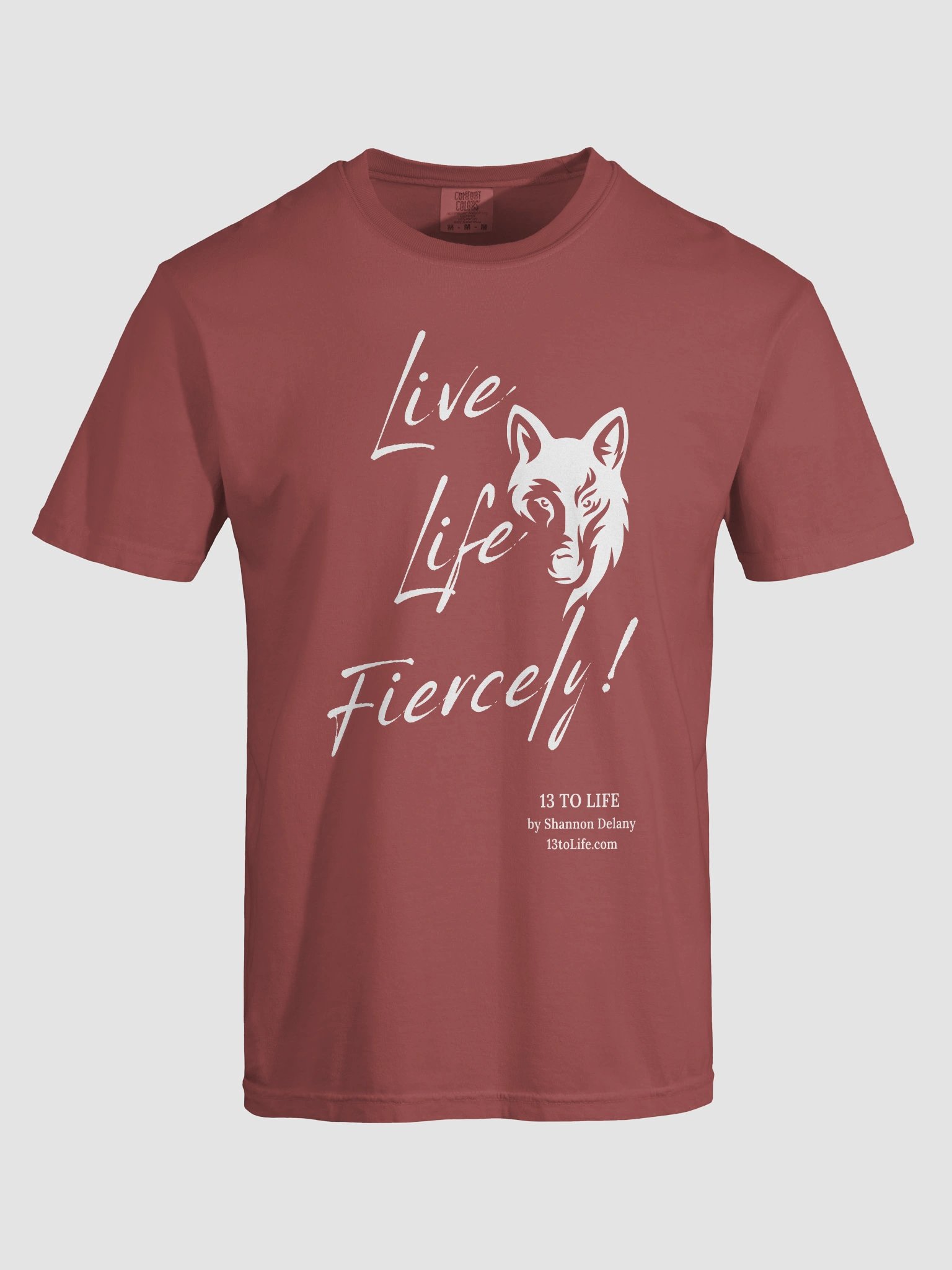 Live Life Fiercely – 13 TO LIFE Wolf T-shirt – White Print on Color product image (86)