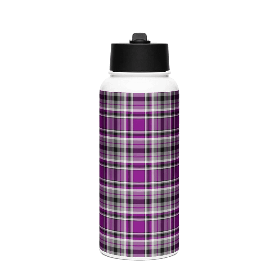 Purple, Gray and Black Plaid Water Bottle product image (4)