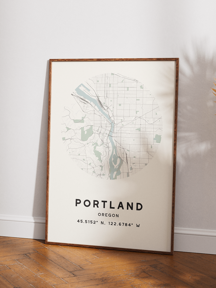 Portland Street Map Poster – Beige Minimalist Circular City Art product image (3)