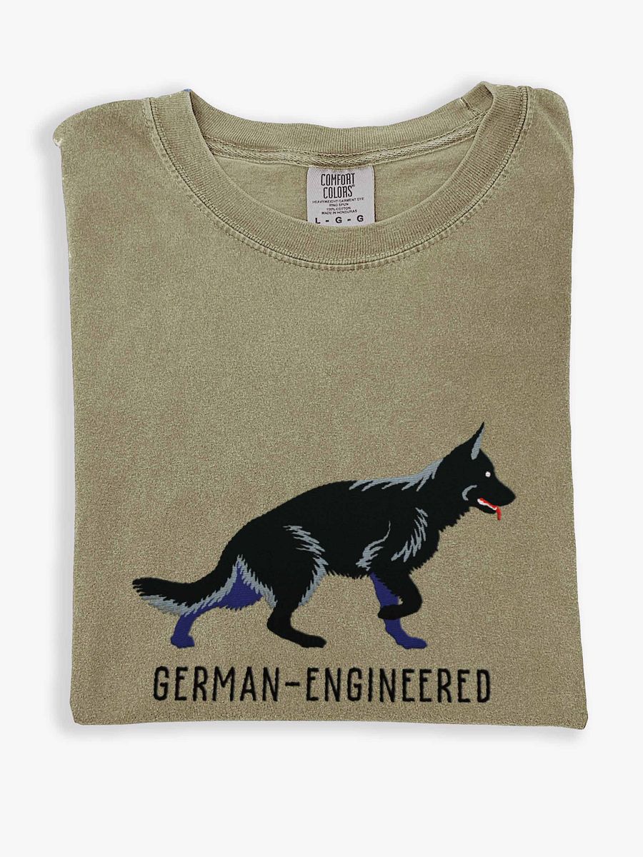 German-Engineered T-Shirt(Embroidered) of a German Shepherd(Black) product image (1)