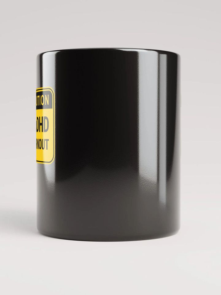 CAUTION: AuDHD BURNOUT glossy black mug product image (2)