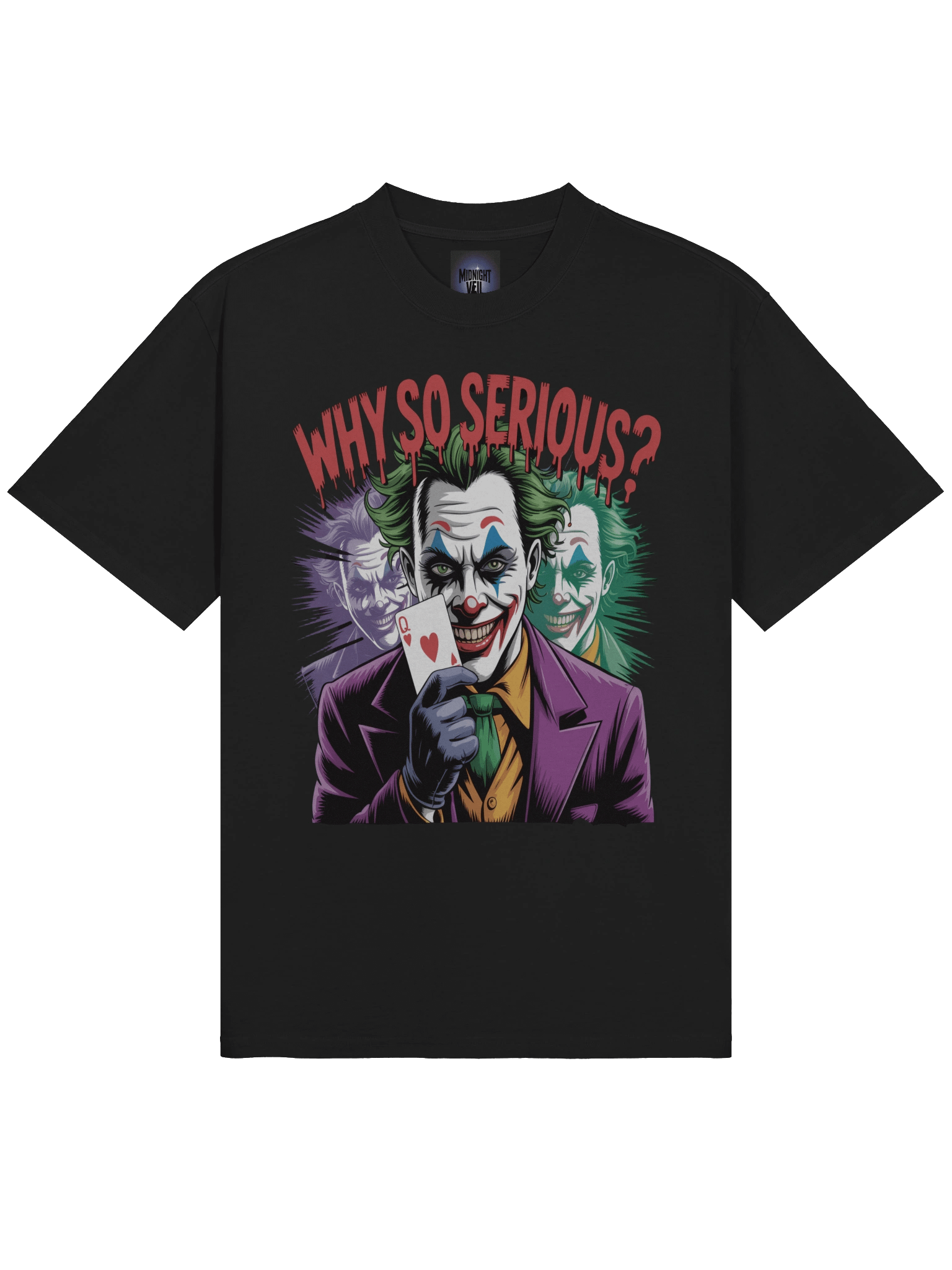 Joker 'Why So Serious?' Queen of Hearts Oversized Faded T-Shirt product image (5)