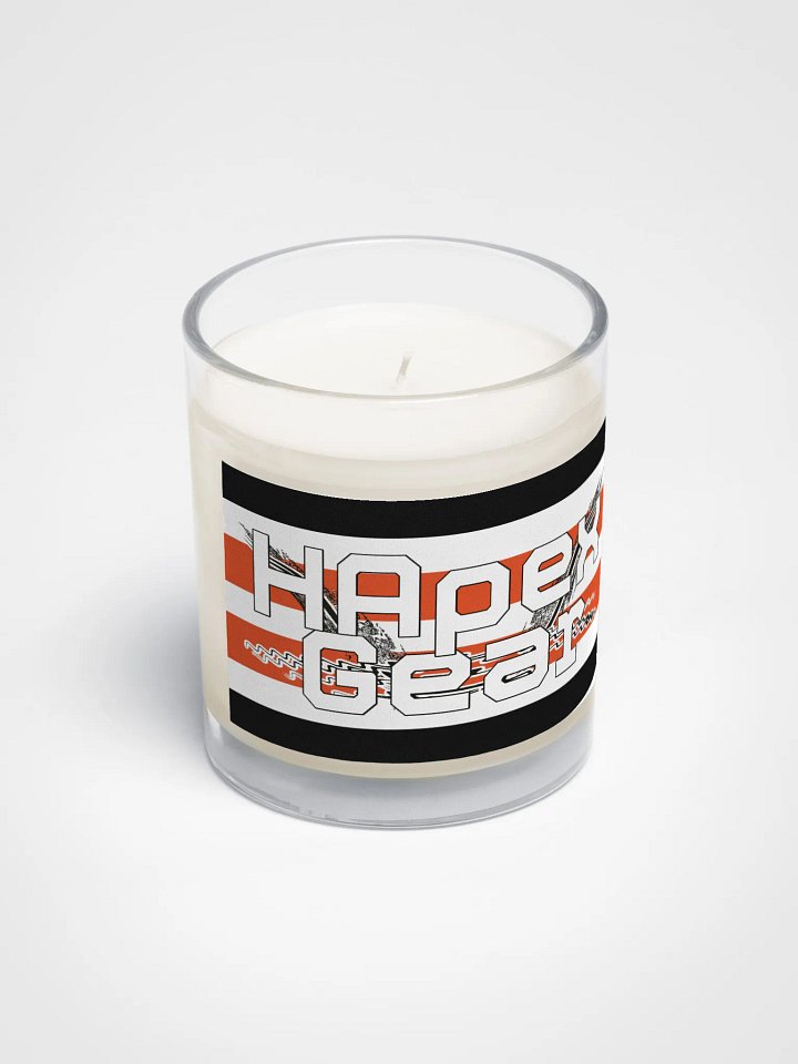 White HApex Gear Black Logo - Soy Wax Candle In A Clear Glass Jar product image (2)