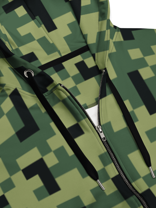 Military Green Camouflage Pixels Camo Pattern Unisex Zip Hoodie product image (5)