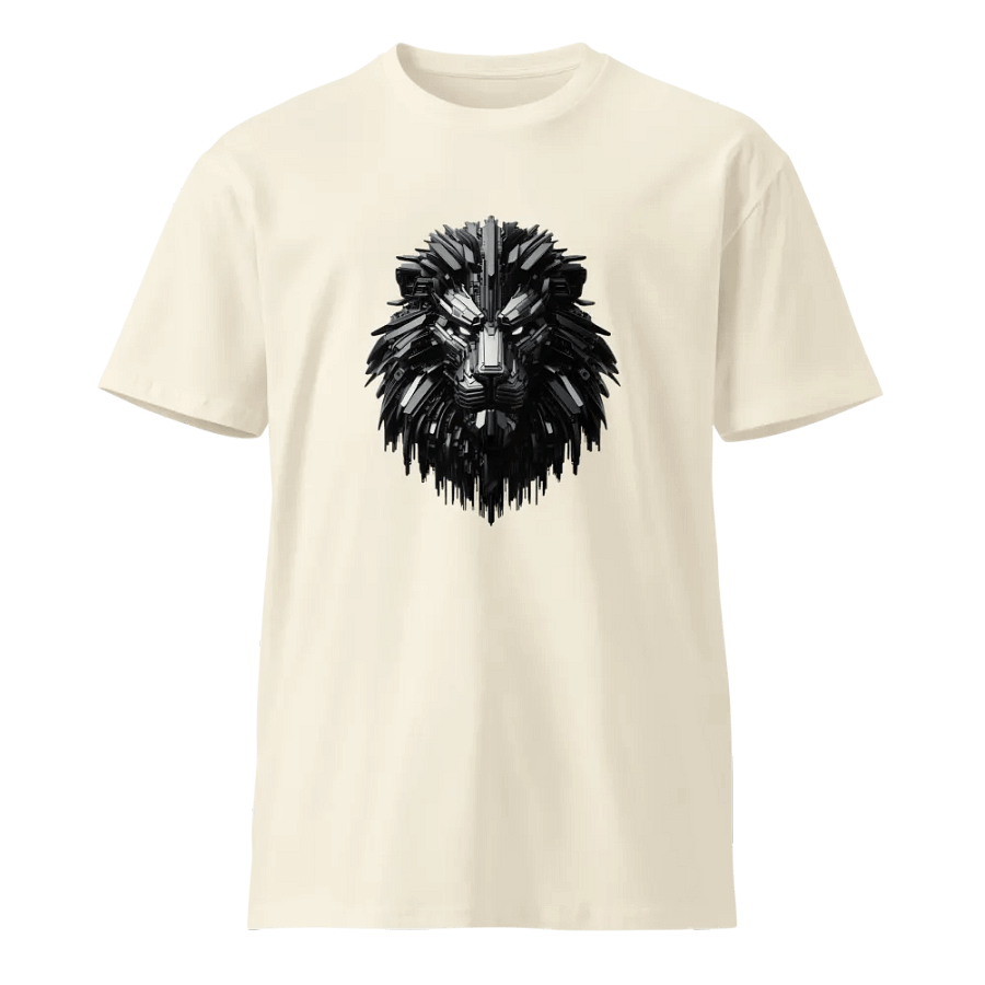 Creme men's t-shirt with metal robot lion design! cool and comfortable product image (1)