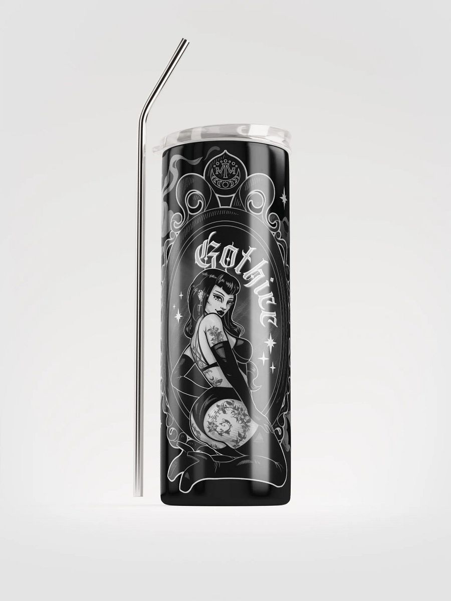 𝖌𝖔𝖙𝖍𝖎𝖈𝖈 stainless steel tumbler w/ reusable straw product image (1)