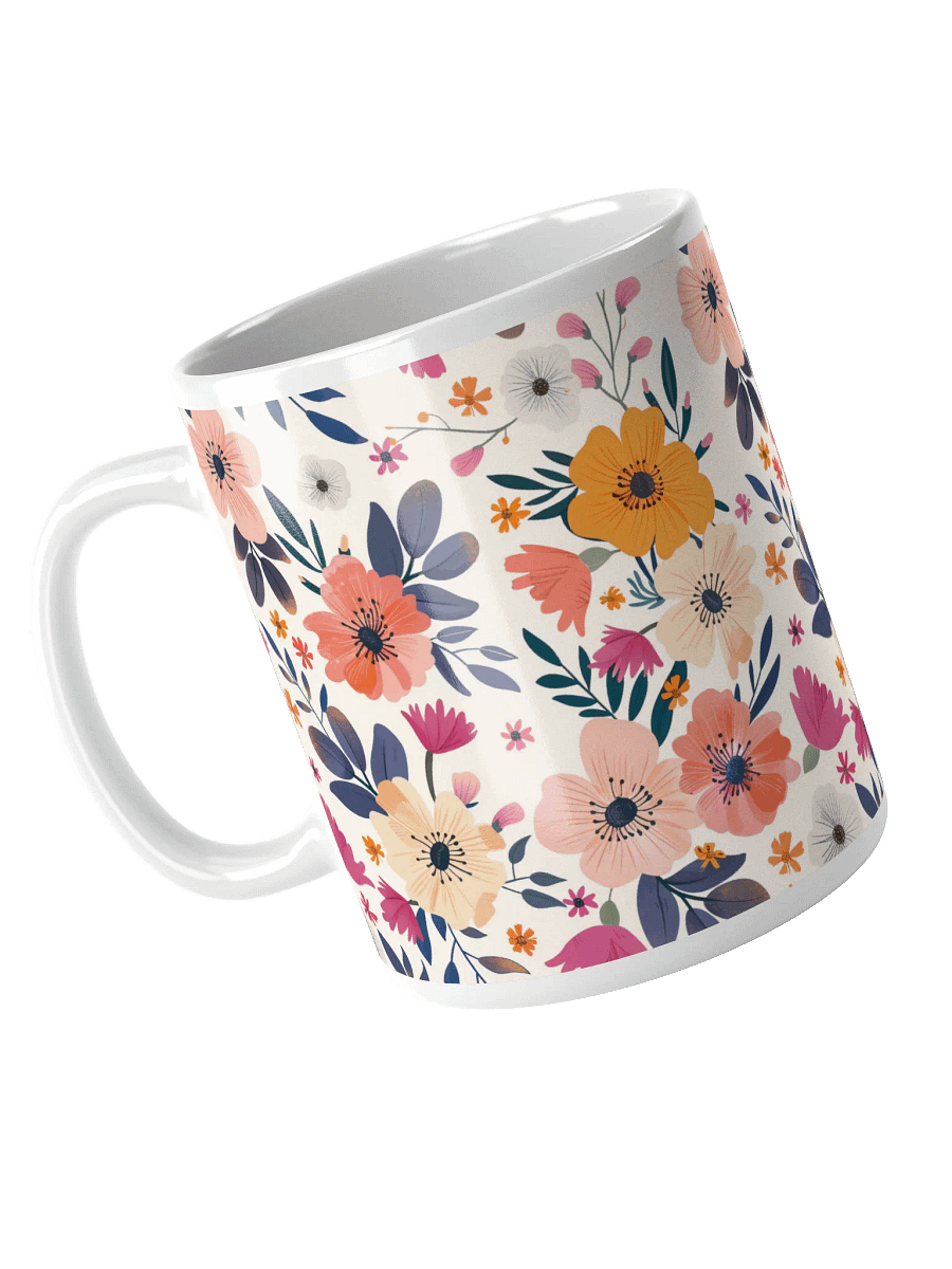 Multicolor Floral White Glossy Ceramic Mug by Treasure Pie product image (5)