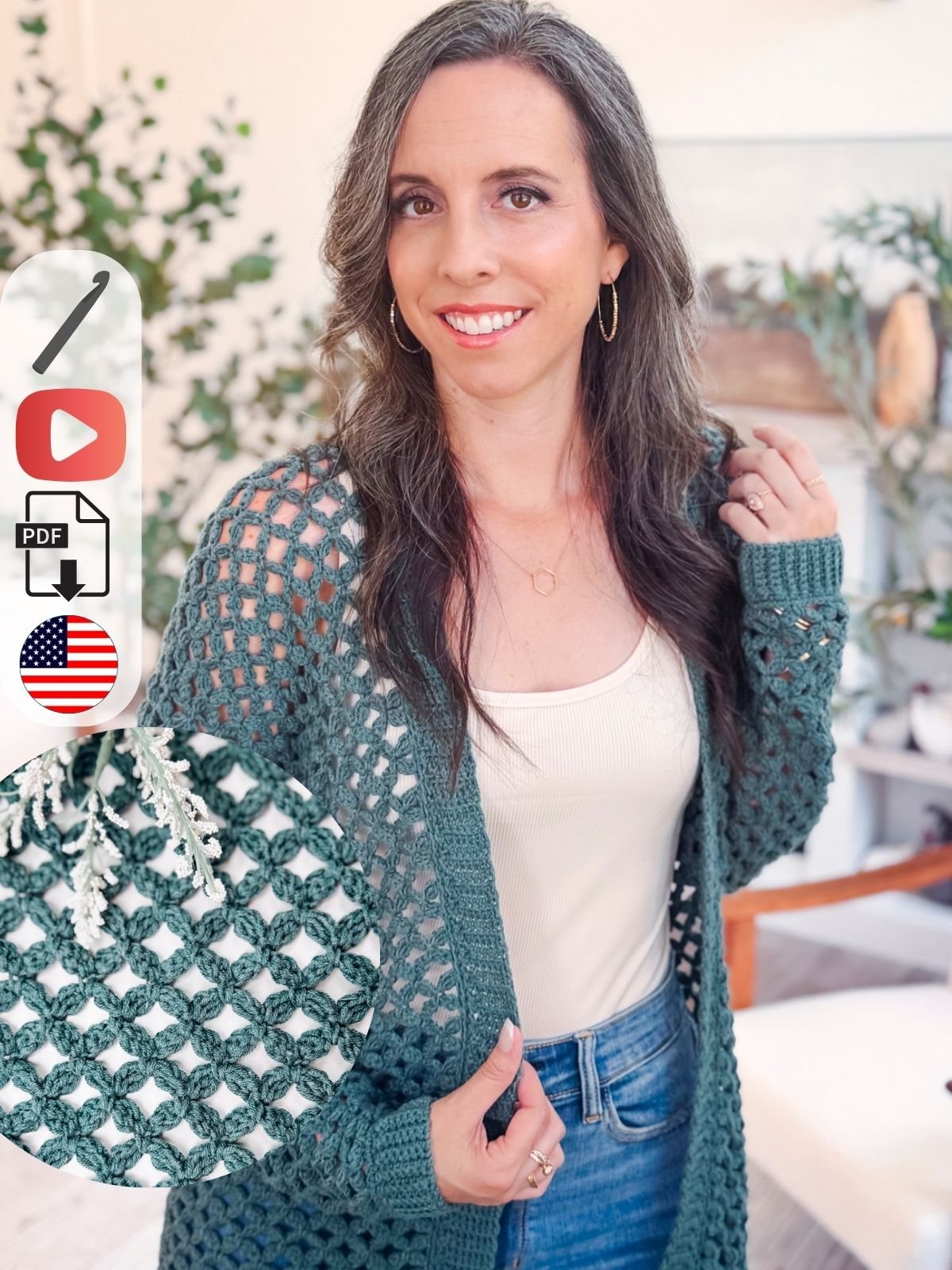 Circle Leaf Lace Crochet Cardigan Pattern product image (1)