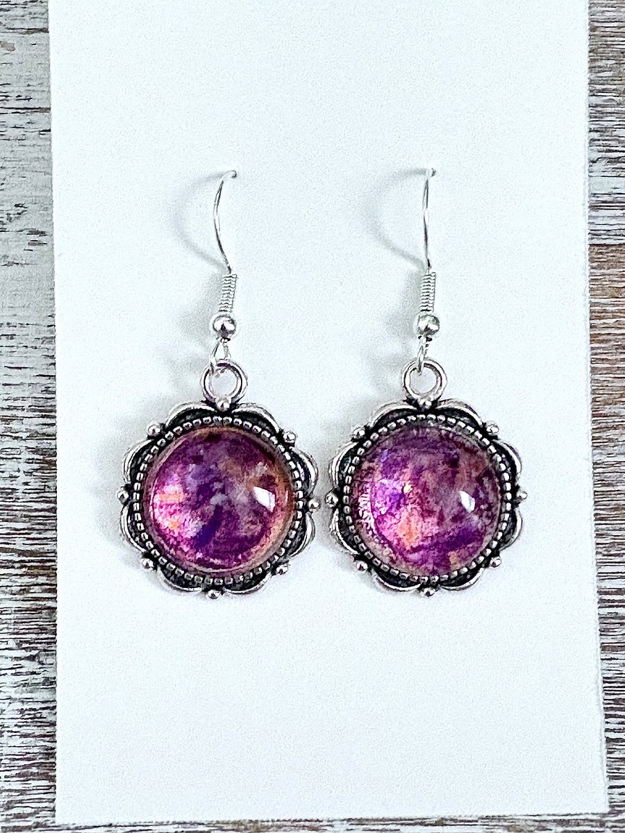 Handmade Round Cabochon Earrings | Rose Pink | Monique Faella Designs™ | MFD-00182 product image (1)