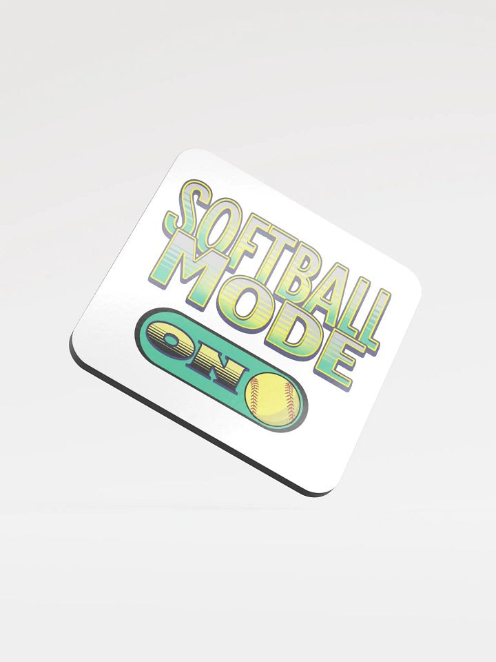 Softball Mode On Glossed Cork Coaster product image (2)