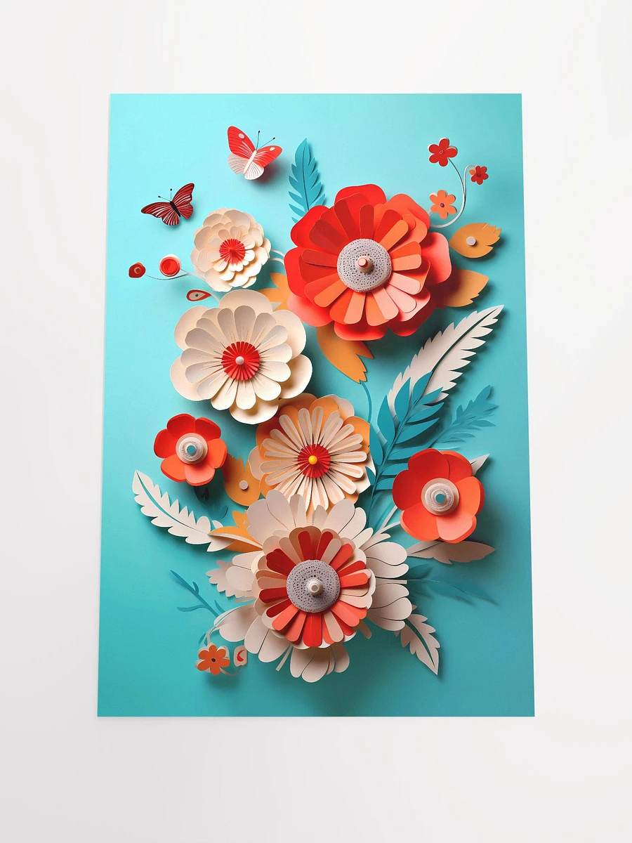 Charming Handcrafted Paper Florals with Butterflies Wall Art Matte Poster product image (3)