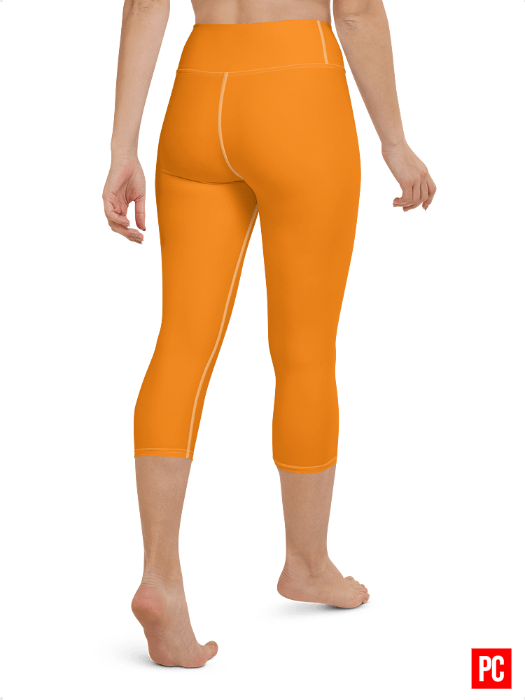 Plain Color Orange Yoga Capri Leggings product image (2)