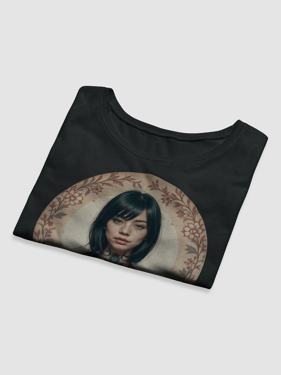 A woman with tattoos on her chest and arms, framed by a floral design product image (24)