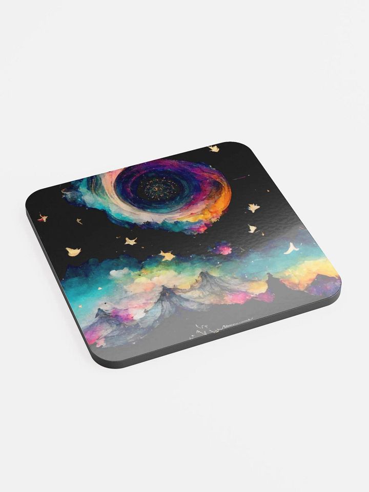 Cosmic Vortex Glossed Cork Coaster product image (2)