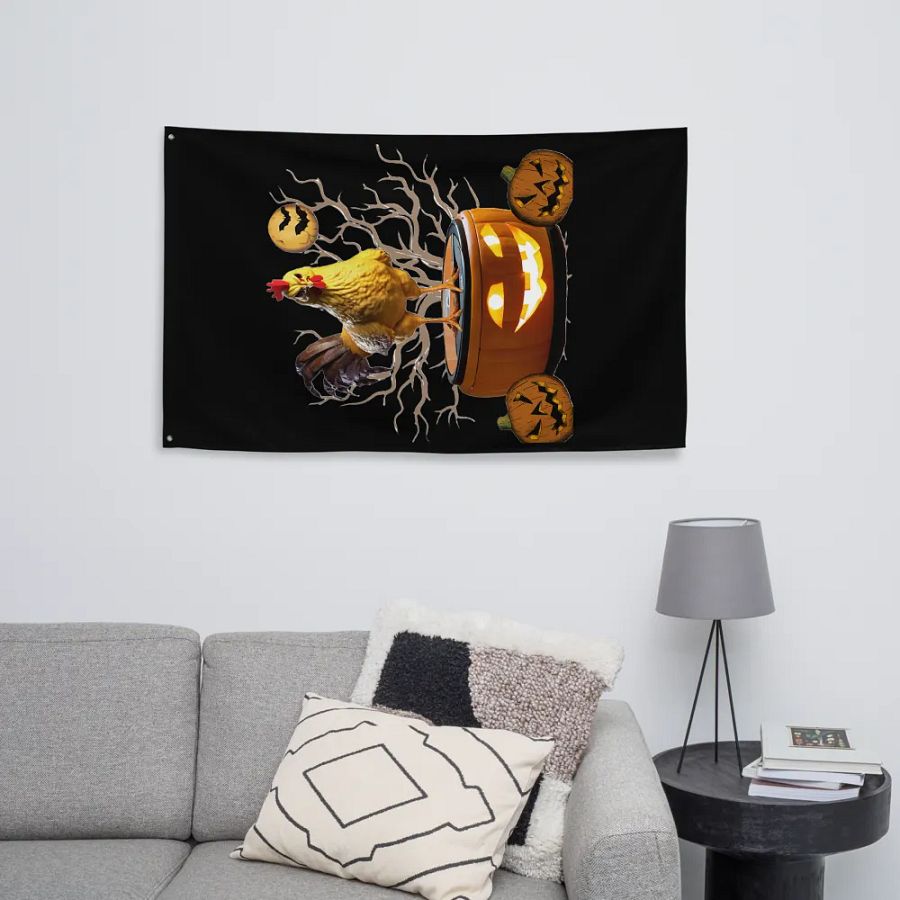 Rooster Rides Again Halloween Flag product image (10)