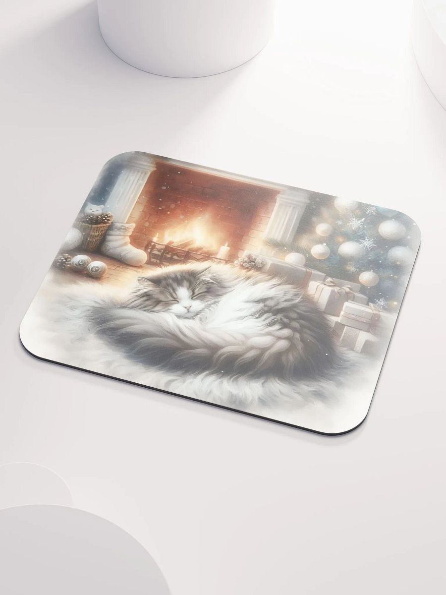 Christmas Cat by the Fireplace Mouse Pad product image (4)